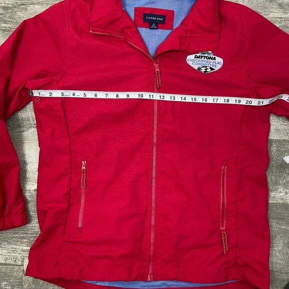 Nascar Lands End Jacket Womens Medium Red Daytona Speedway Hooded Pockets Ladies - Picture 6 of 11